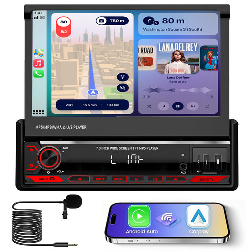 Touch screen 1din - 7", flip